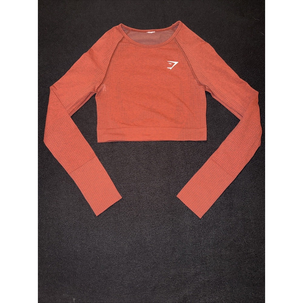 Gymshark Vital Seamless Orange Long Sleeve Crop Top Size Small